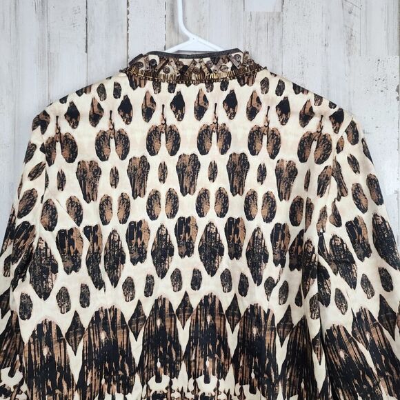 Chico's Beaded Artisan Tribal Animal Print Blazer Jacket Size 2 - Picture 7 of 11
